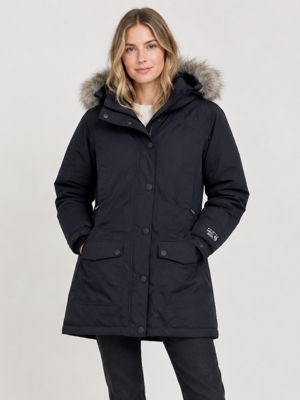 MOUNTAIN HARDWEAR Downtown Goose Down Filled Fur Trim Parka Coat Jacket \\ S